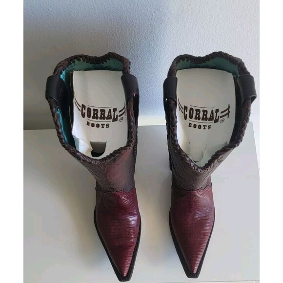 Corral Women's Faded Burgundy Lizard Western Cowgirl Boots Size 8M - Picture 3 of 13